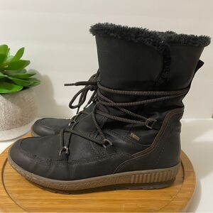 Spring Step Romera Black Winter Boots Faux Fur Mid Calf Women's Size‎ 9.5